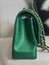 Load image into Gallery viewer, Chanel series 25 18S 2018 Spring/Summer Collection Pearly Emerald Green Caviar Champagne GHW Jumbo Timeless Classic Double Flap Bag
