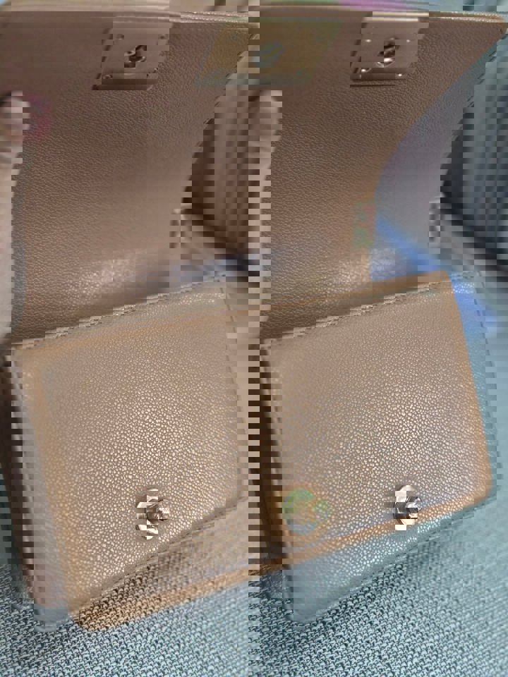 Chanel 21K 2021 Fall/Winter Collection Caramel Brown Caviar shiny champagne GHW Small Le Boy Flap Bag