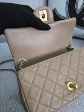 Load image into Gallery viewer, Chanel 22B 2022 Fall/Winter Collection Dark Beige Lambskin Aged GHW Pearl Crush Adjustable Chain Mini Rectangular Flap Bag
