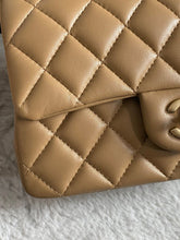 Load image into Gallery viewer, Chanel 22B 2022 Fall/Winter collection Dark Beige Lambskin Top Handle with gold metal plate and antique GHW Mini Rectangular Flap bag
