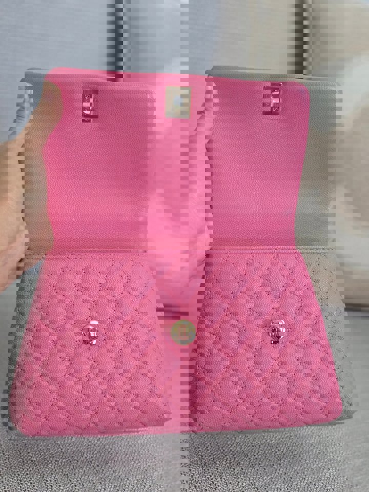 Chanel series 31 21P 2021 Pre Spring/Summer Collection Pink Caviar Coco Handle Flap Bag with Top Handle and Detachable Strap size Small