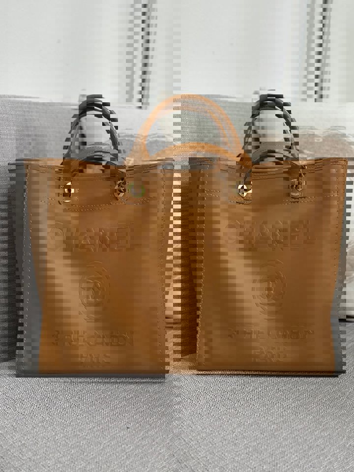 Chanel series 31 21S 2021 Spring/Summer collection Caramel Calf skin aged GHW Medium/Large Deauville Tote Bag with Top handle