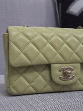 Load image into Gallery viewer, Chanel 23C 2022/2023 Cruise Collection Pastel Lime Green Lambskin Mini Rectangular Flap Bag with Champagne GHW
