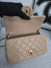 Load image into Gallery viewer, Chanel 22B 2022 Fall/Winter Collection Dark Beige Lambskin Aged GHW Pearl Crush Adjustable Chain Mini Rectangular Flap Bag
