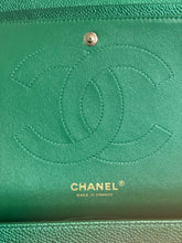 Load image into Gallery viewer, Chanel series 25 18S 2018 Spring/Summer Collection Pearly Emerald Green Caviar Champagne GHW Jumbo Timeless Classic Double Flap Bag
