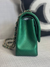 Load image into Gallery viewer, Chanel series 25 18S 2018 Spring/Summer Collection Pearly Emerald Green Caviar Champagne GHW Jumbo Timeless Classic Double Flap Bag

