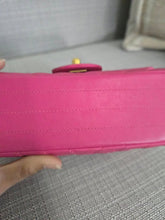 Load image into Gallery viewer, Chanel series 21 Barbie Pink Lambskin Chevron Mini Rectangular Flap Bag with Yellow GHW
