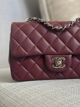 Load image into Gallery viewer, Chanel series 28 2019 Burgundy Lambskin Silver HW Mini Rectangular Flap Bag
