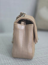 Load image into Gallery viewer, Chanel series 24 17B 2017 Fall/Winter Collection Iridescent Rose Gold Caviar Silver hardware Chevron Mini Rectangular Flap Bag
