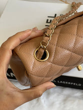 Load image into Gallery viewer, Chanel series 25 18S Collection Pearly Dark Beige Caviar Champagne Gold Hardware Mini Rectangular Flap Bag
