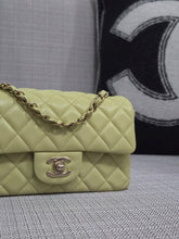 Load image into Gallery viewer, Chanel 23C 2022/2023 Cruise Collection Pastel Lime Green Lambskin Mini Rectangular Flap Bag with Champagne GHW
