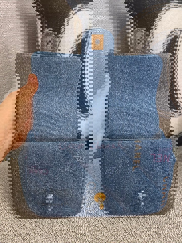 Chanel 22P Blue Denim Mood Flap Bag size Small with aged GHW