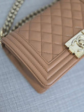 Load image into Gallery viewer, Chanel 21K 2021 Fall/Winter Collection Caramel Brown Caviar shiny champagne GHW Small Le Boy Flap Bag
