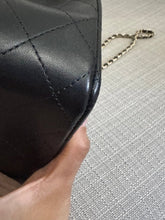 Load image into Gallery viewer, Chanel Black Lambskin Mini Rectangular Flap Bag with Top Handle and Champagne GHW
