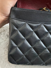 Load image into Gallery viewer, Chanel series 1 (circa 1989-1991) Black Lambskin 24K GHW Small Classic Double Flap Vintage Bag
