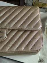 Load image into Gallery viewer, Chanel series 24 17B 2017 Fall/Winter collection Rose Gold Chevron Caviar Medium ML Timeless Classic Double Flap Bag with SHW
