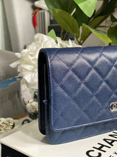 Load image into Gallery viewer, Chanel series 24 17B 2017 Fall/Winter Collection Navy Caviar SHW Classic Wallet on chain (WOC)
