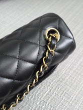 Load image into Gallery viewer, Chanel 2024 Black Lambskin Classic Mini Rectangular Flap Bag with Champagne GHW
