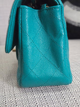 Load image into Gallery viewer, Chanel series 23 17C 2016/2017 Cruise Collection Turquoise Caviar Champagne GHW Classic Mini Rectangular Flap Bag with Edge stitching
