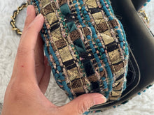 Load image into Gallery viewer, Chanel Turquoise Gold Tweed Classic Medium ML double flap bag from 19A collection Ancient Egypt
