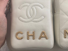 Load image into Gallery viewer, Chanel 22C White Calfskin GHW Small Camera Case Bag with Adjustable Strap

