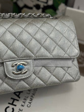 Load image into Gallery viewer, Chanel 21K 2021 Fall/Winter collection Glitter Iridescent Silver caviar SHW Medium ML 11.12 Timeless Classic Double Flap Bag
