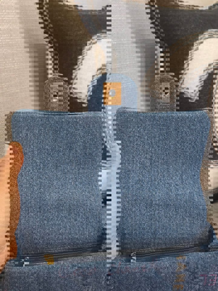 Chanel 22P Blue Denim Mood Flap Bag size Small with aged GHW