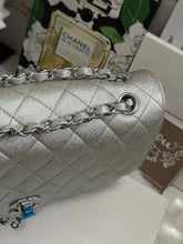 Load image into Gallery viewer, Chanel 21K 2021 Fall/Winter collection Glitter Iridescent Silver caviar SHW Medium ML 11.12 Timeless Classic Double Flap Bag
