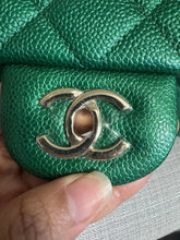Load image into Gallery viewer, Chanel series 25 18S 2018 Spring/Summer Collection Pearly Emerald Green Caviar Champagne GHW Jumbo Timeless Classic Double Flap Bag
