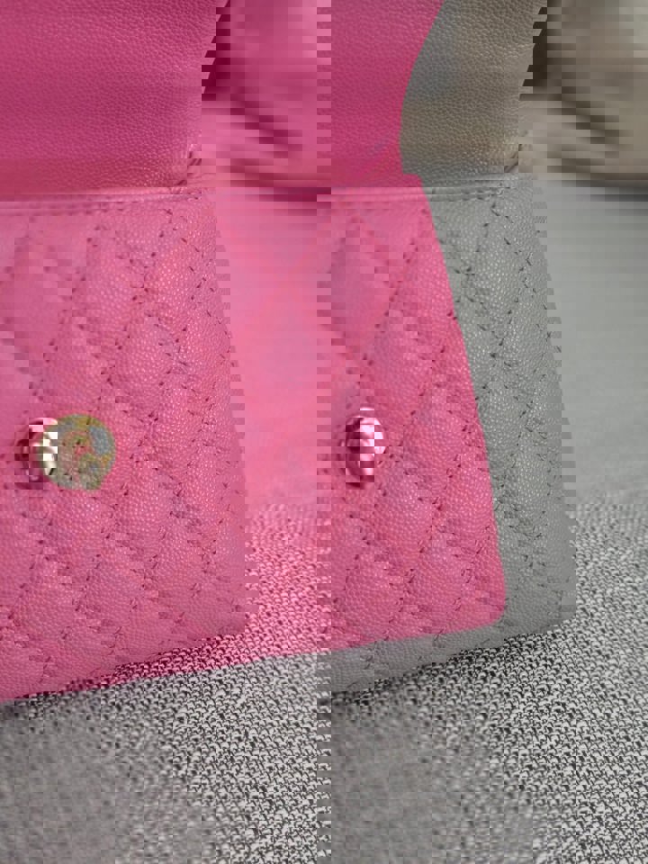 Chanel series 31 21P 2021 Pre Spring/Summer Collection Pink Caviar Coco Handle Flap Bag with Top Handle and Detachable Strap size Small