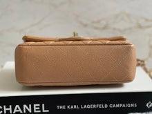 Load image into Gallery viewer, Chanel series 25 18S Collection Pearly Dark Beige Caviar Champagne Gold Hardware Mini Rectangular Flap Bag

