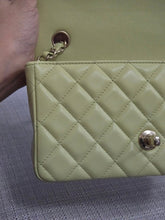 Load image into Gallery viewer, Chanel 23C 2022/2023 Cruise Collection Pastel Lime Green Lambskin Mini Rectangular Flap Bag with Champagne GHW
