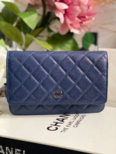 Load image into Gallery viewer, Chanel series 24 17B 2017 Fall/Winter Collection Navy Caviar SHW Classic Wallet on chain (WOC)
