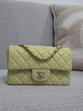 Load image into Gallery viewer, Chanel 23C 2022/2023 Cruise Collection Pastel Lime Green Lambskin Mini Rectangular Flap Bag with Champagne GHW
