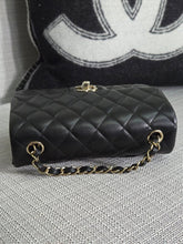 Load image into Gallery viewer, Chanel 2024 Black Lambskin Classic Mini Rectangular Flap Bag with Champagne GHW

