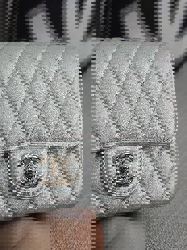 Chanel Series 31 21P 2021 Pre Spring/Summer Collection Iridescent Silver lambskin SHW Square Mini Flap Bag