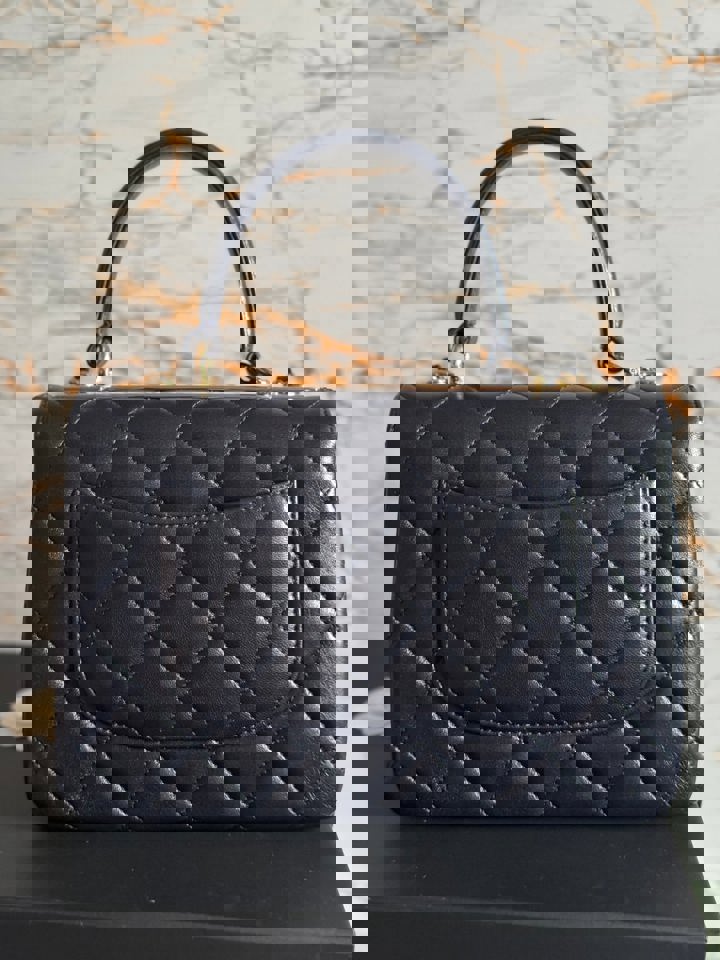 Chanel series 28 2018/2019 Navy Lambskin Champagne GHW Trendy CC Flap Bag size Small with Detachable Strap