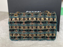 Load image into Gallery viewer, Chanel Turquoise Gold Tweed Classic Medium ML double flap bag from 19A collection Ancient Egypt
