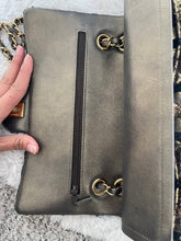Load image into Gallery viewer, Chanel Turquoise Gold Tweed Classic Medium ML double flap bag from 19A collection Ancient Egypt

