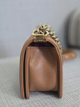 Load image into Gallery viewer, Chanel 21K 2021 Fall/Winter Collection Caramel Brown Caviar shiny champagne GHW Small Le Boy Flap Bag
