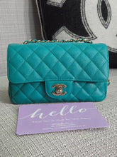 Load image into Gallery viewer, Chanel series 23 17C 2016/2017 Cruise Collection Turquoise Caviar Champagne GHW Classic Mini Rectangular Flap Bag with Edge stitching
