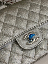 Load image into Gallery viewer, Chanel 21K 2021 Fall/Winter collection Glitter Iridescent Silver caviar SHW Medium ML 11.12 Timeless Classic Double Flap Bag
