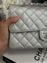 Load image into Gallery viewer, Chanel 21K 2021 Fall/Winter collection Glitter Iridescent Silver caviar SHW Medium ML 11.12 Timeless Classic Double Flap Bag
