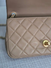 Load image into Gallery viewer, Chanel 22B 2022 Fall/Winter Collection Dark Beige Lambskin Aged GHW Pearl Crush Adjustable Chain Mini Rectangular Flap Bag
