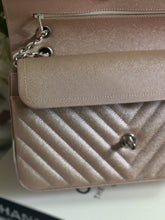 Load image into Gallery viewer, Chanel series 24 17B 2017 Fall/Winter collection Rose Gold Chevron Caviar Medium ML Timeless Classic Double Flap Bag with SHW
