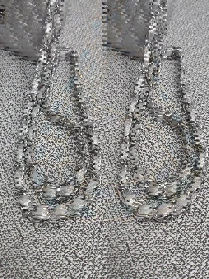 Chanel Series 31 21P 2021 Pre Spring/Summer Collection Iridescent Silver lambskin SHW Square Mini Flap Bag