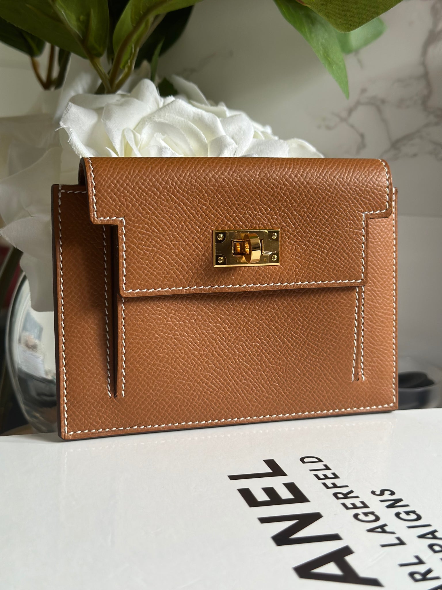 Hermes Kelly Mini Pochette Bag Epsom Leather Gold Hardware In Orange