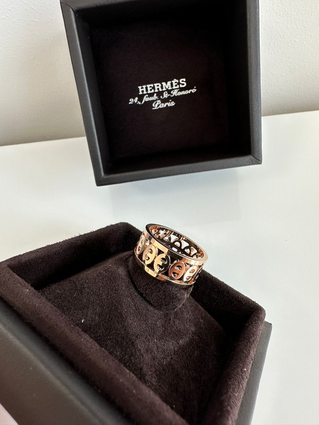 Hermes Chaine d'ancre Divine ring, small model- Rose gold