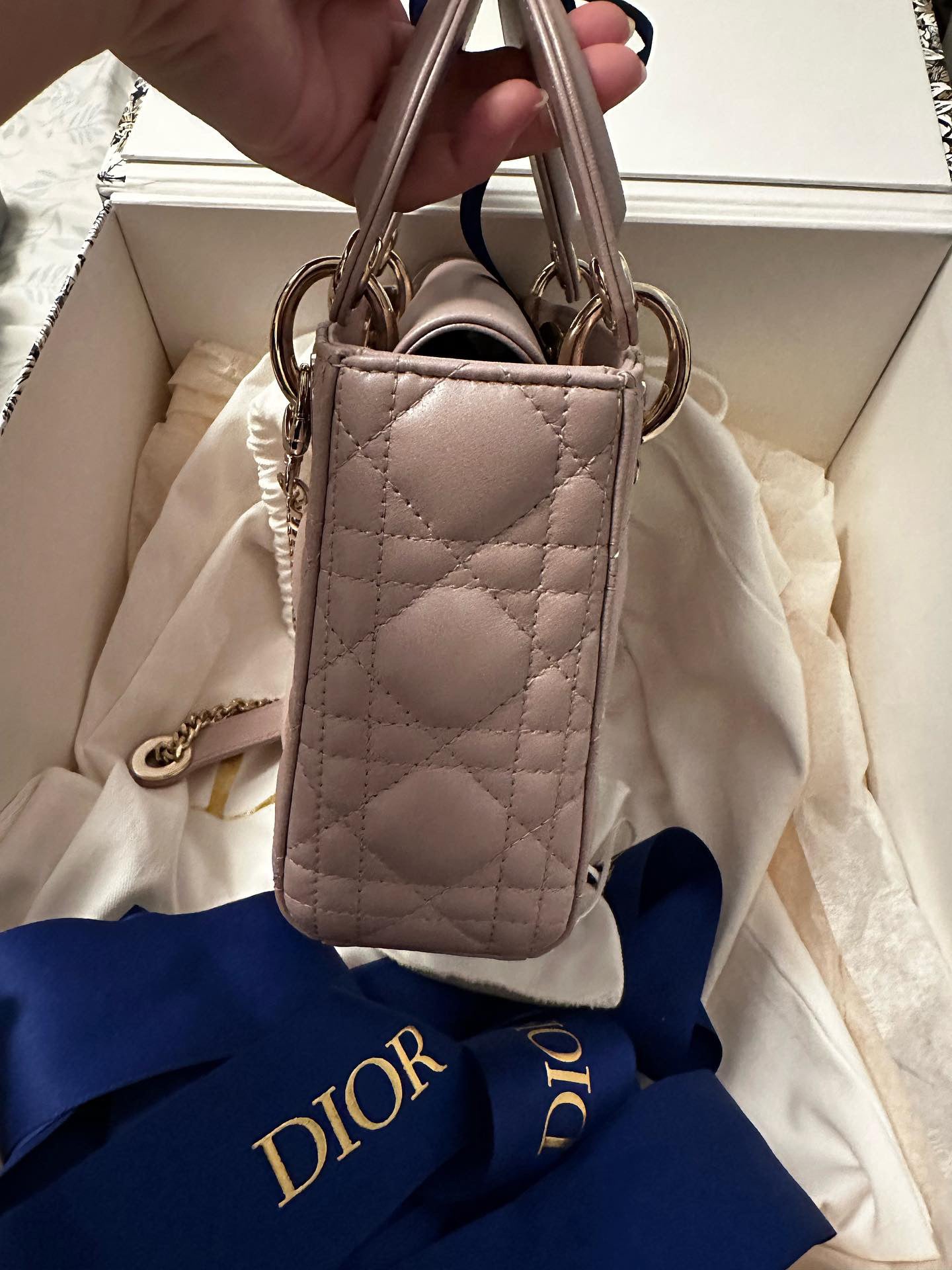 Lady dior mini strap best sale