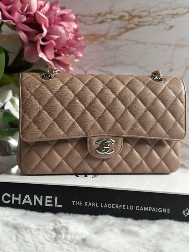Chanel Caramel/Dark Biege Caviar Classic Medium M/L Flap Bag in